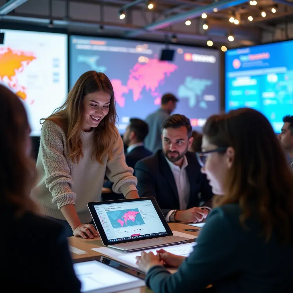 Professionisti impegnati in una videoconferenza su trasformazione aziendale